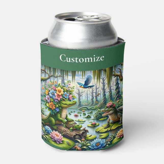 Alligator Fantasy Swamp Thunder_Cove Can Cooler (Can Front)