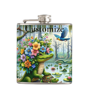 Alligator Fantasy Swamp Thunder_Cove Hip Flask
