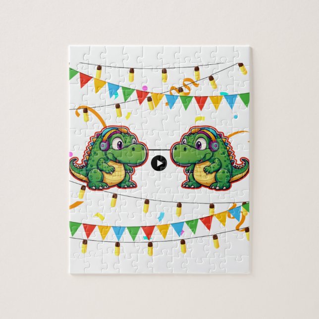 Alligator Festive Colourful Music Baby Shower  Jigsaw Puzzle (Vertical)