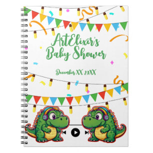 Alligator Festive Colourful Music Baby Shower Notebook