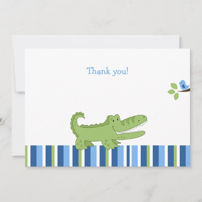 Alligator Flat Thank you note - Blue/Green Card (Front)