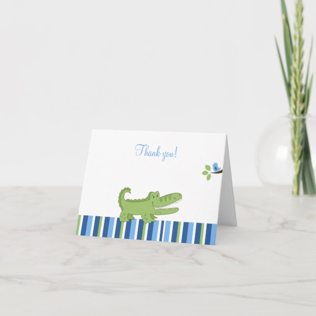 Alligator Folded Thank you notes - Blue/Green (Front)