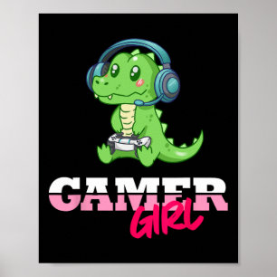 Alligator Gamer Girl Gaming  Poster