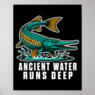 Alligator gar angler vintage distressed freshwater poster