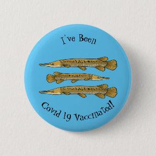 Alligator garfish cartoon illustration 6 cm round badge