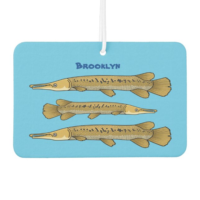 Alligator garfish cartoon illustration car air freshener (Front)