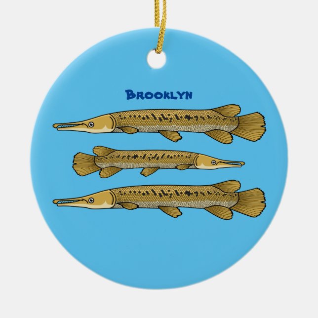 Alligator garfish cartoon illustration ceramic tree decoration (Front)