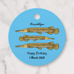 Alligator garfish cartoon illustration favour tags