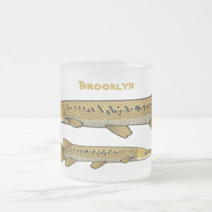Alligator garfish cartoon illustration frosted glass coffee mug