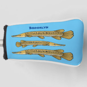 Alligator garfish cartoon illustration golf head cover