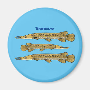 Alligator garfish cartoon illustration  magnet