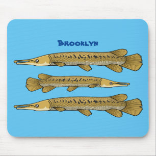 Alligator garfish cartoon illustration  mouse mat