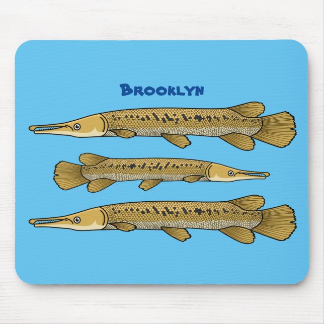 Alligator garfish cartoon illustration  mouse mat (Front)