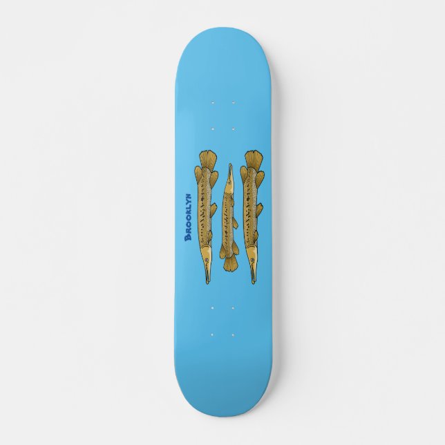 Alligator garfish cartoon illustration skateboard (Front)