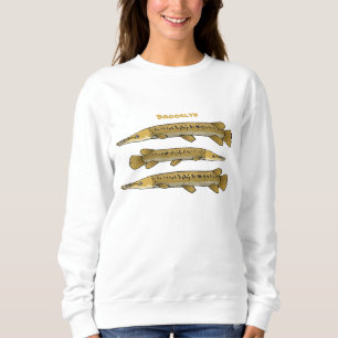Alligator garfish cartoon illustration sweatshirt