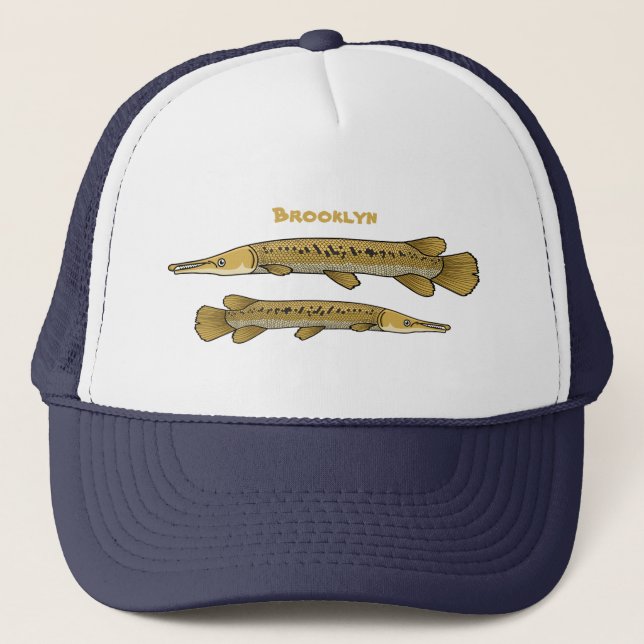 Alligator garfish cartoon illustration  trucker hat (Front)