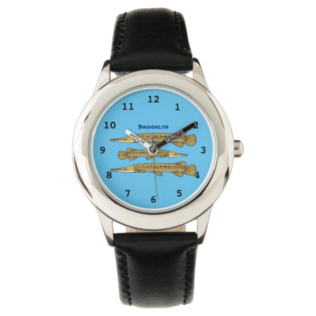 Alligator garfish cartoon illustration watch (Front)