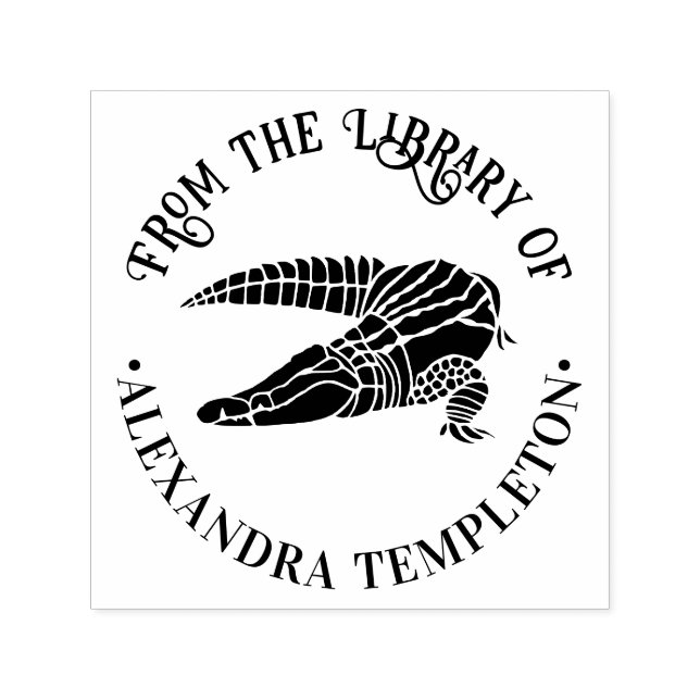 Alligator Gator From the Library of Round Self-inking Stamp (Design)