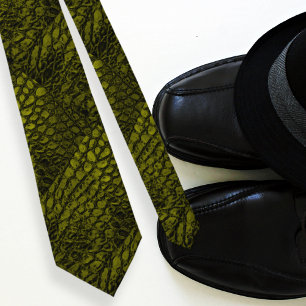 Alligator Gold Colour Faux Leather•Double Sided Tie