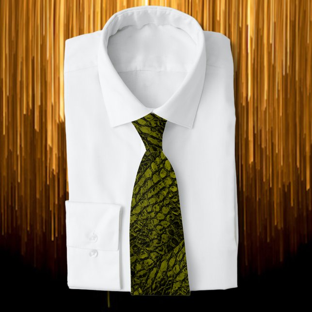 Alligator Gold Colour Faux Leather Tie (Creator Uploaded)
