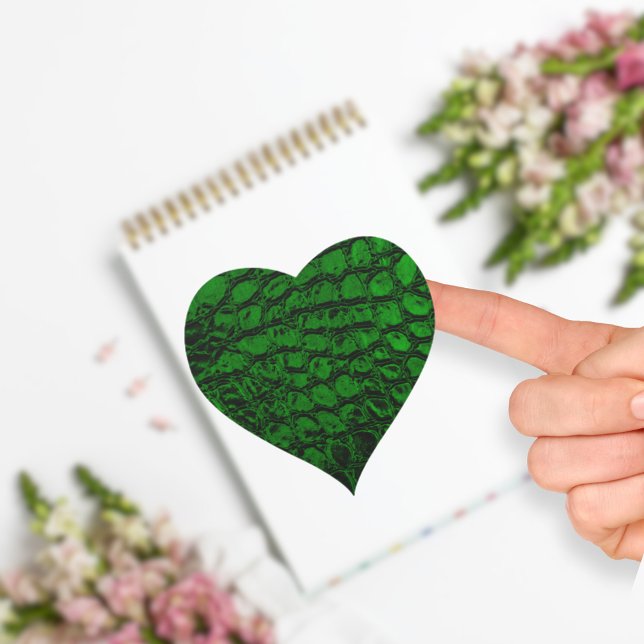 Alligator Green Faux Leather Heart Sticker (Creator Uploaded)