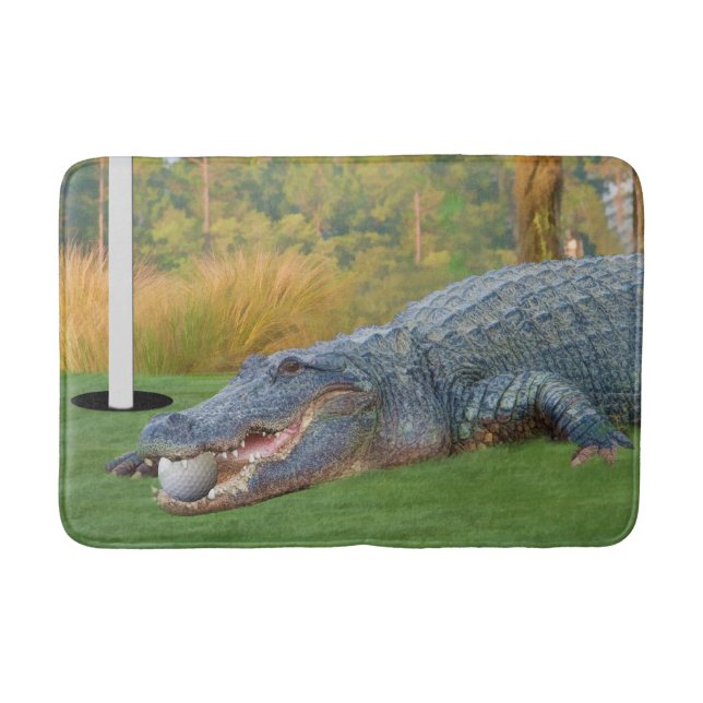 Alligator, Hazardous Lie on Golf Course Bath Mat (Front)
