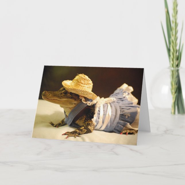 Alligator In A Dress Greeting Card (Front)