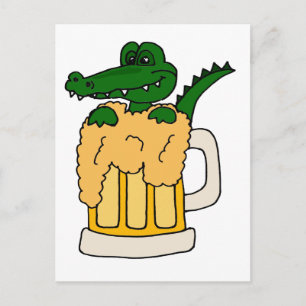 Alligator in Beer Mug Postcard