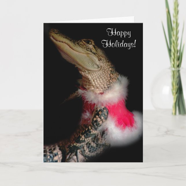 Alligator In Her Holiday Dress Greeting Card (Front)