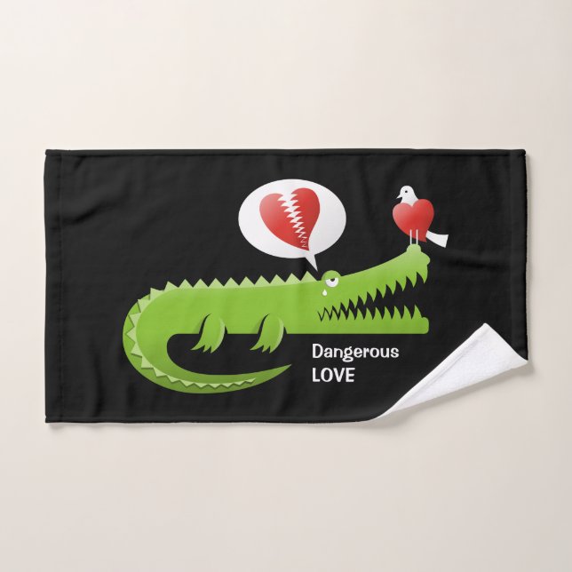 Alligator in Love Bath Towel Set (Hand Towel)