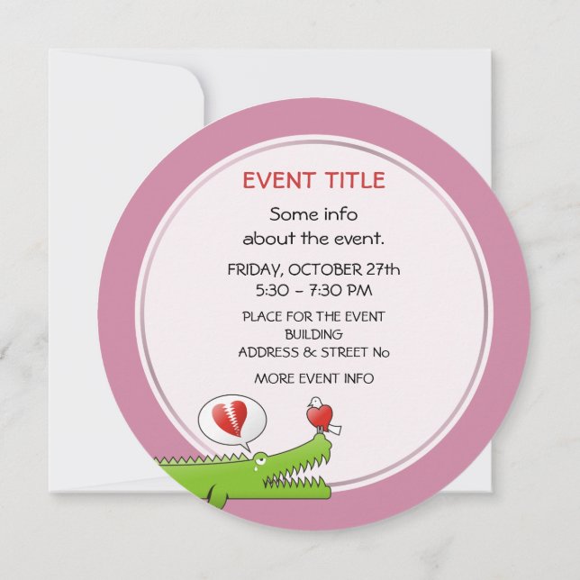 Alligator in Love Invitation (Back)