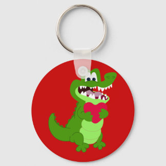 Alligator in Love Key Ring
