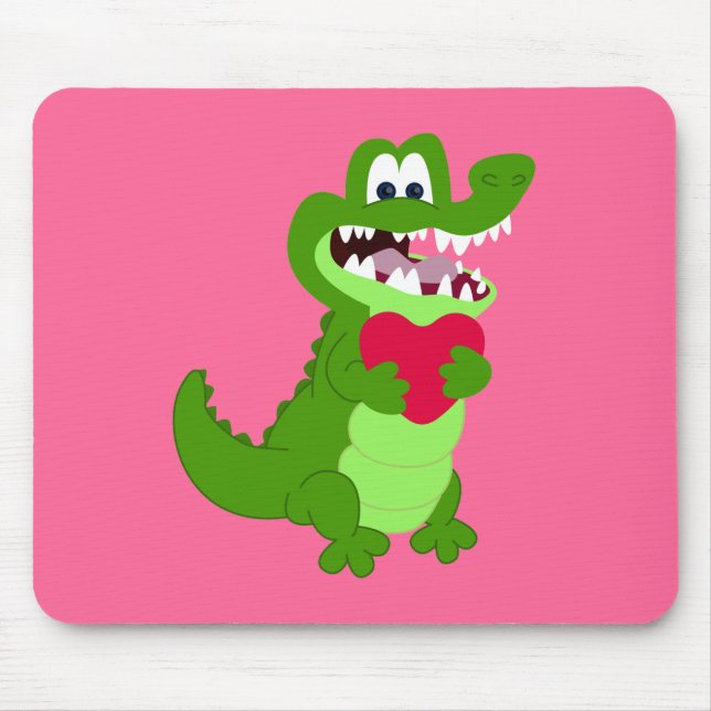 Alligator in Love Mouse Mat (Front)