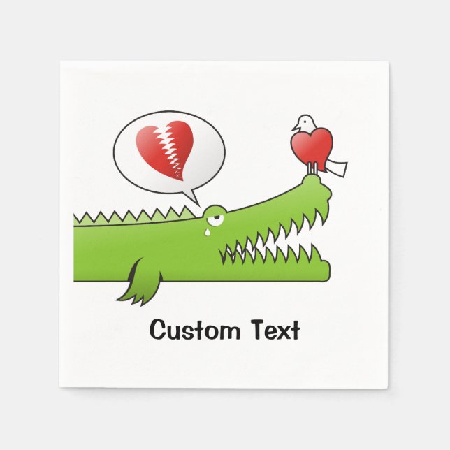 Alligator in Love Paper Napkins (Front)