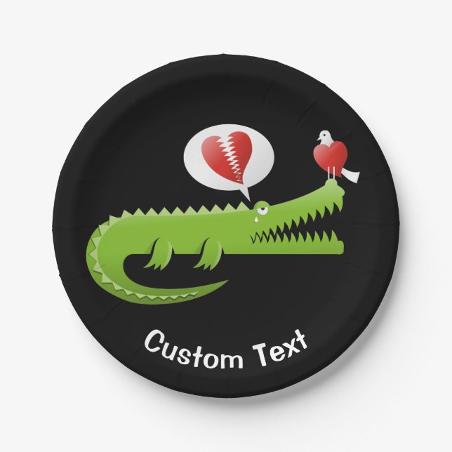 Alligator in Love Paper Plate (Front)