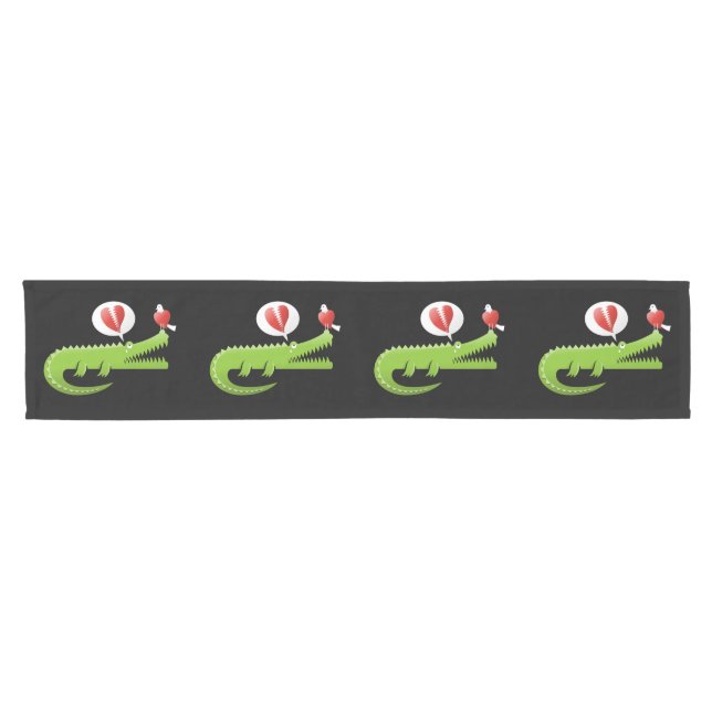 Alligator in Love Short Table Runner (Horizontal)