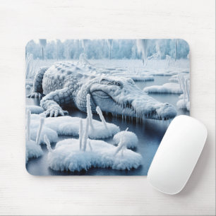 Alligator In Snowy Swamp Mouse Mat