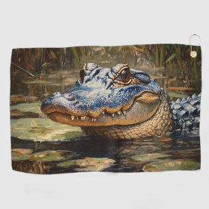 Alligator in the Everglades Wildlife Art Golf Towel