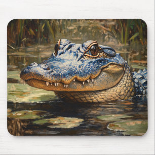Alligator in the Everglades Wildlife Art Mouse Mat