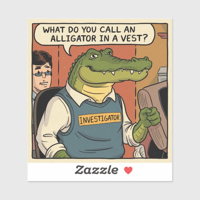 Alligator Investigator Dad Joke Sticker (Sheet)