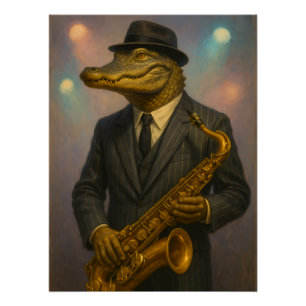 Alligator jazz musician poster
