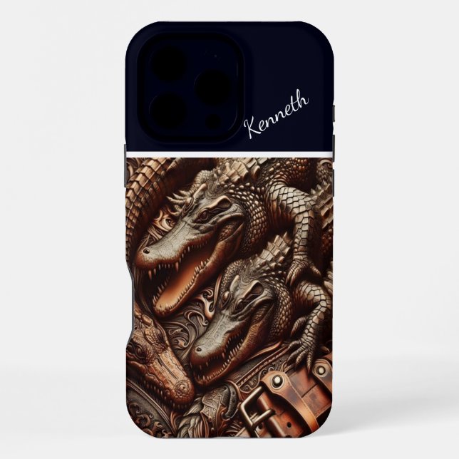 Alligator Leather Carving iPhone Case (Back)