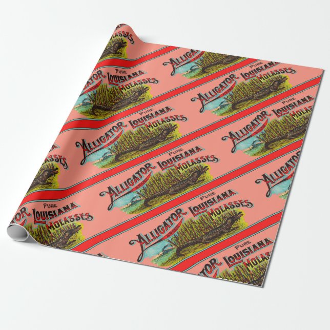Alligator Louisiana Molasses Wrapping Paper (Unrolled)