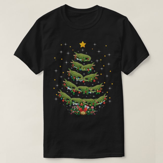 Alligator Lover Xmas Gift Alligator Christmas Tree T-Shirt (Design Front)