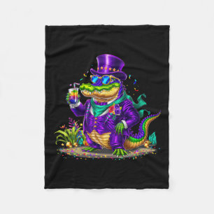 Alligator Mardi Gras Carnival Outfit For Mens Wome Fleece Blanket