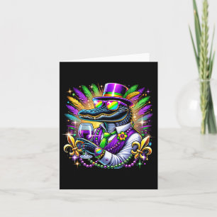 Alligator Mardi Gras Carnival Party Outfit For Men Card