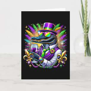Alligator Mardi Gras Carnival Party Outfit For Men Card