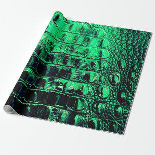 ALLIGATOR METALLIC GREEN WRAPPING PAPER