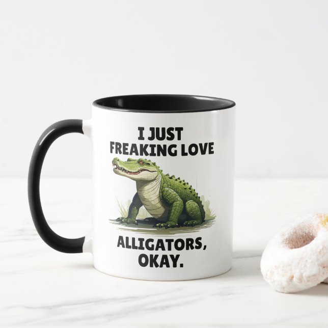 Alligator Mug Funny Reptile Lover Gift (With Donut)
