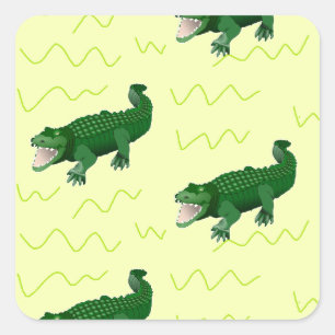 Alligator on yellow square sticker